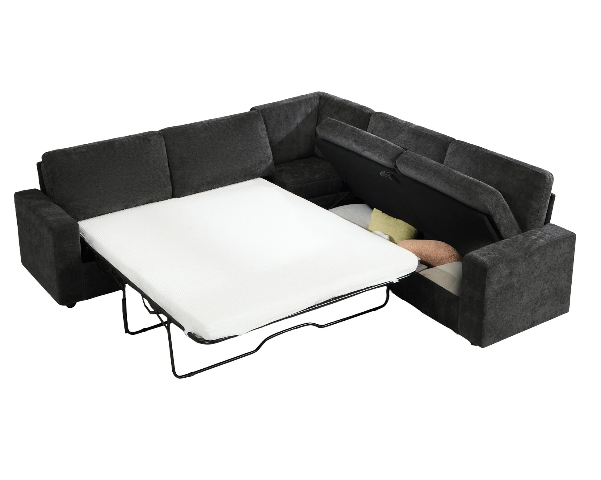 Luxe Convertible Sleeper Sectional Gray