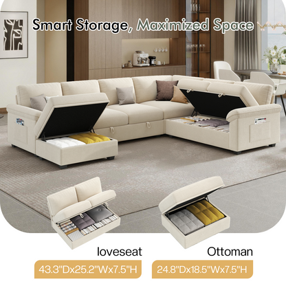 Module Sectional Sofa Bed Beige