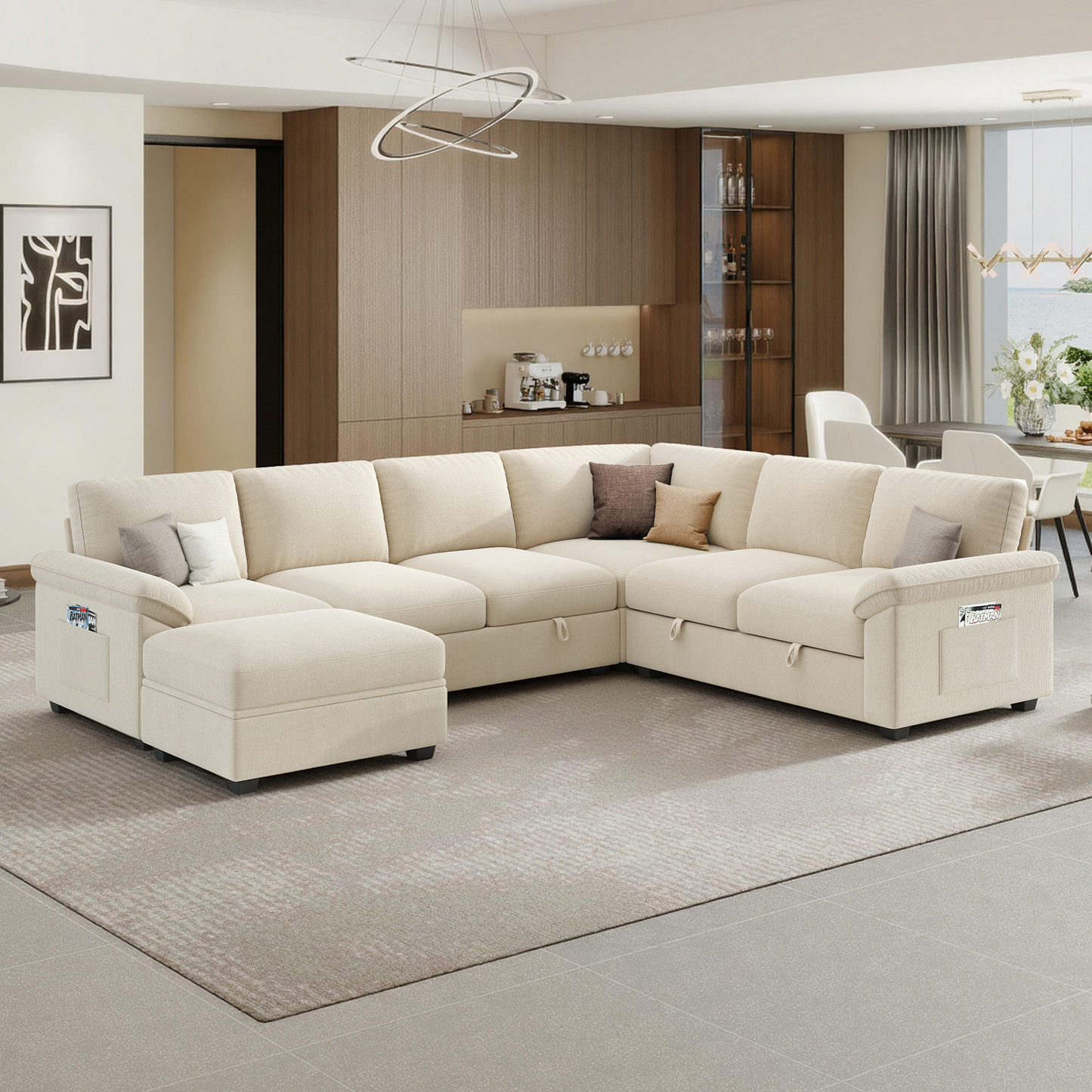 Module Sectional Sofa Bed Beige