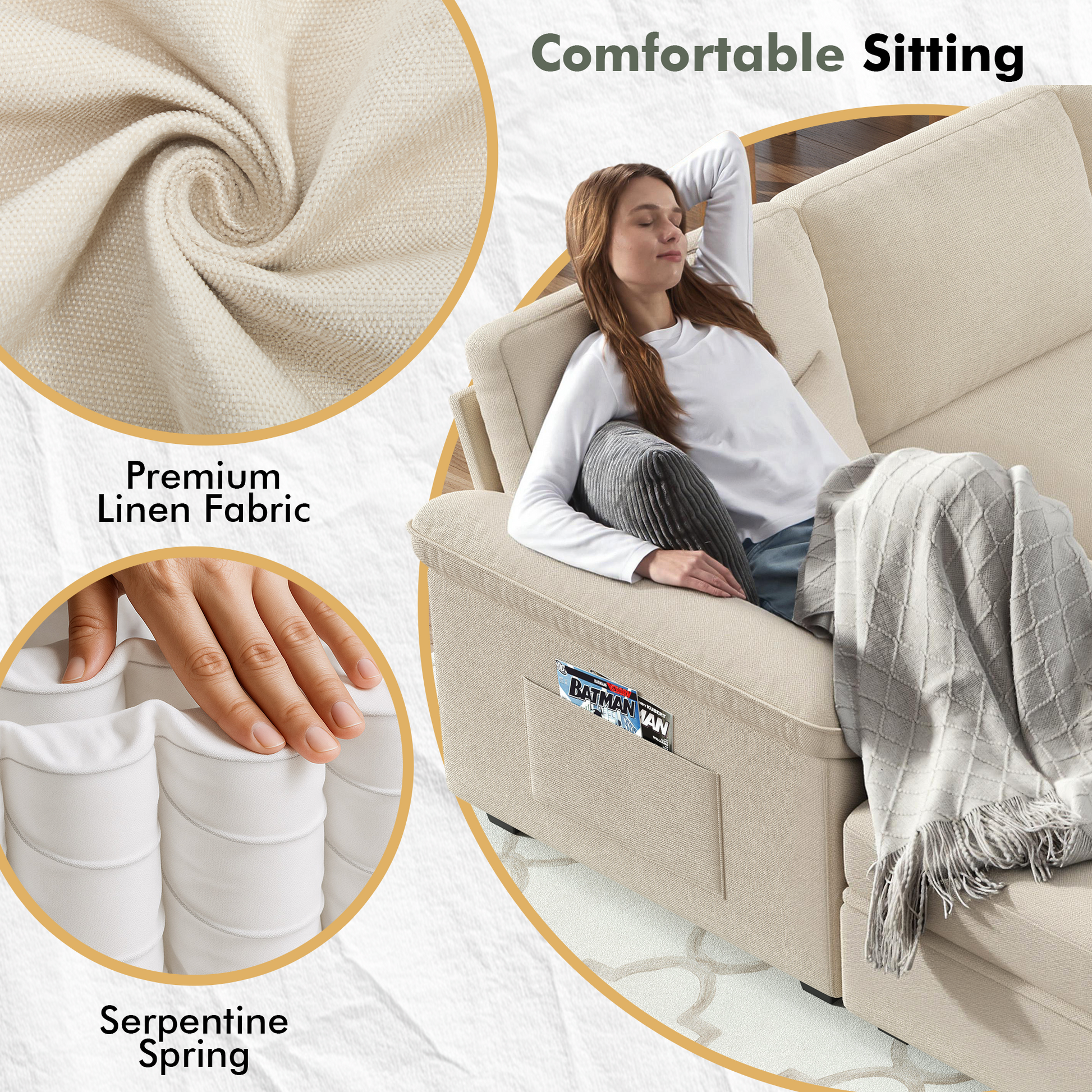 Module Sectional Sofa Bed Beige
