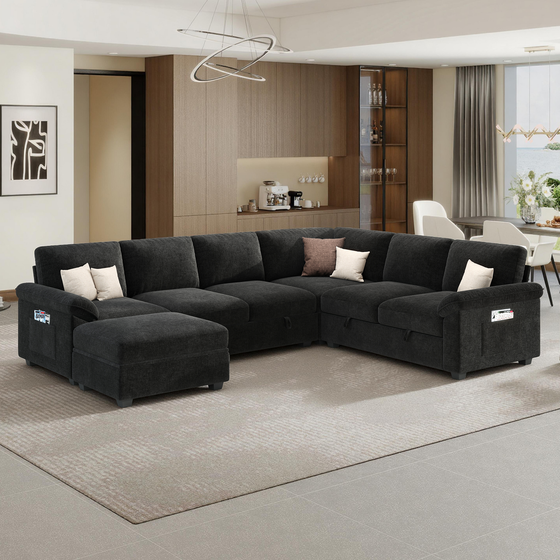 Module Sectional Sofa Bed Black