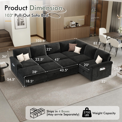 Module Sectional Sofa Bed Black