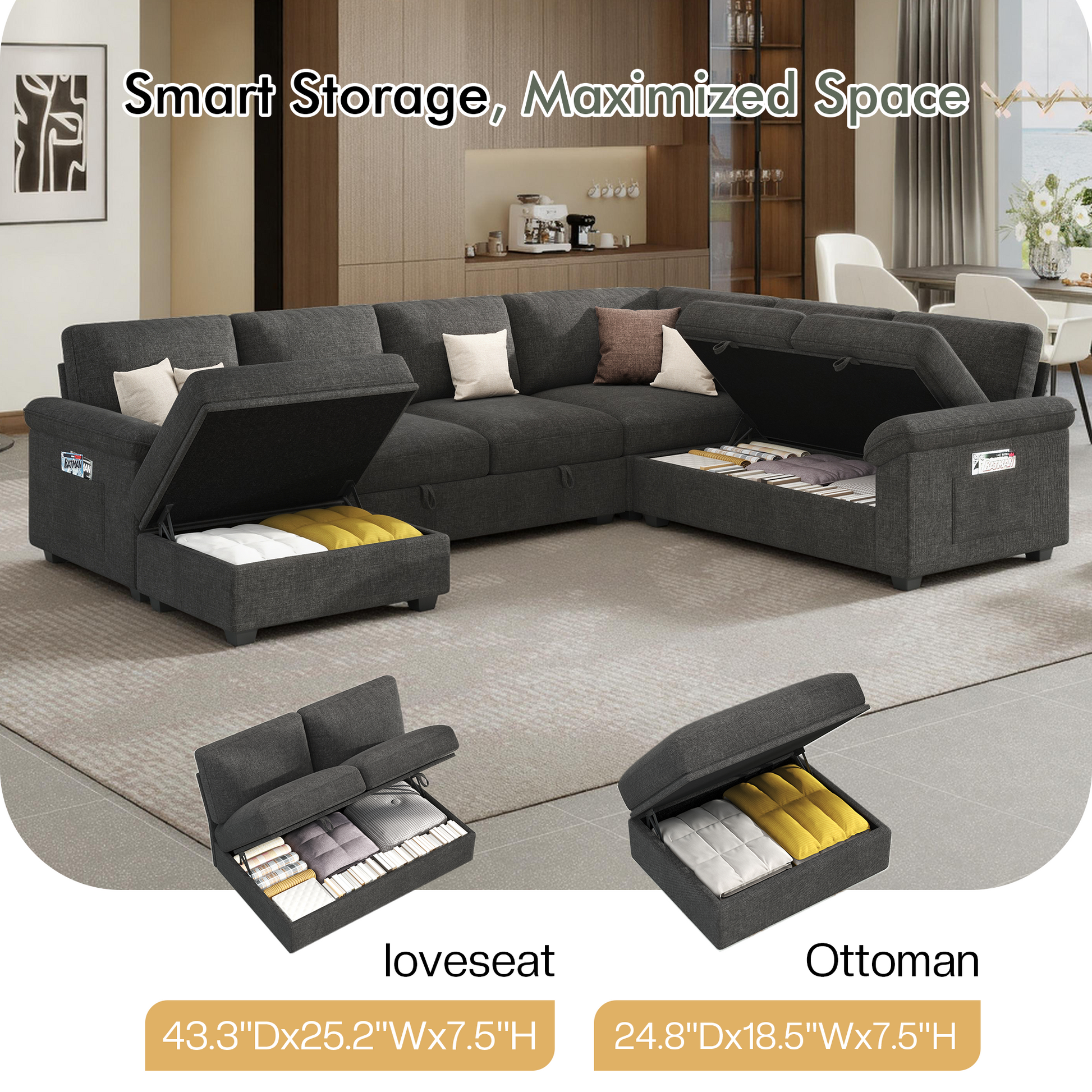 Module Sectional Sofa Bed Gray