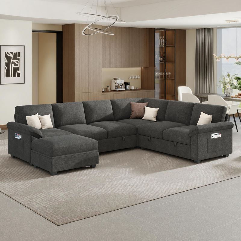 Module Sectional Sofa Bed Gray
