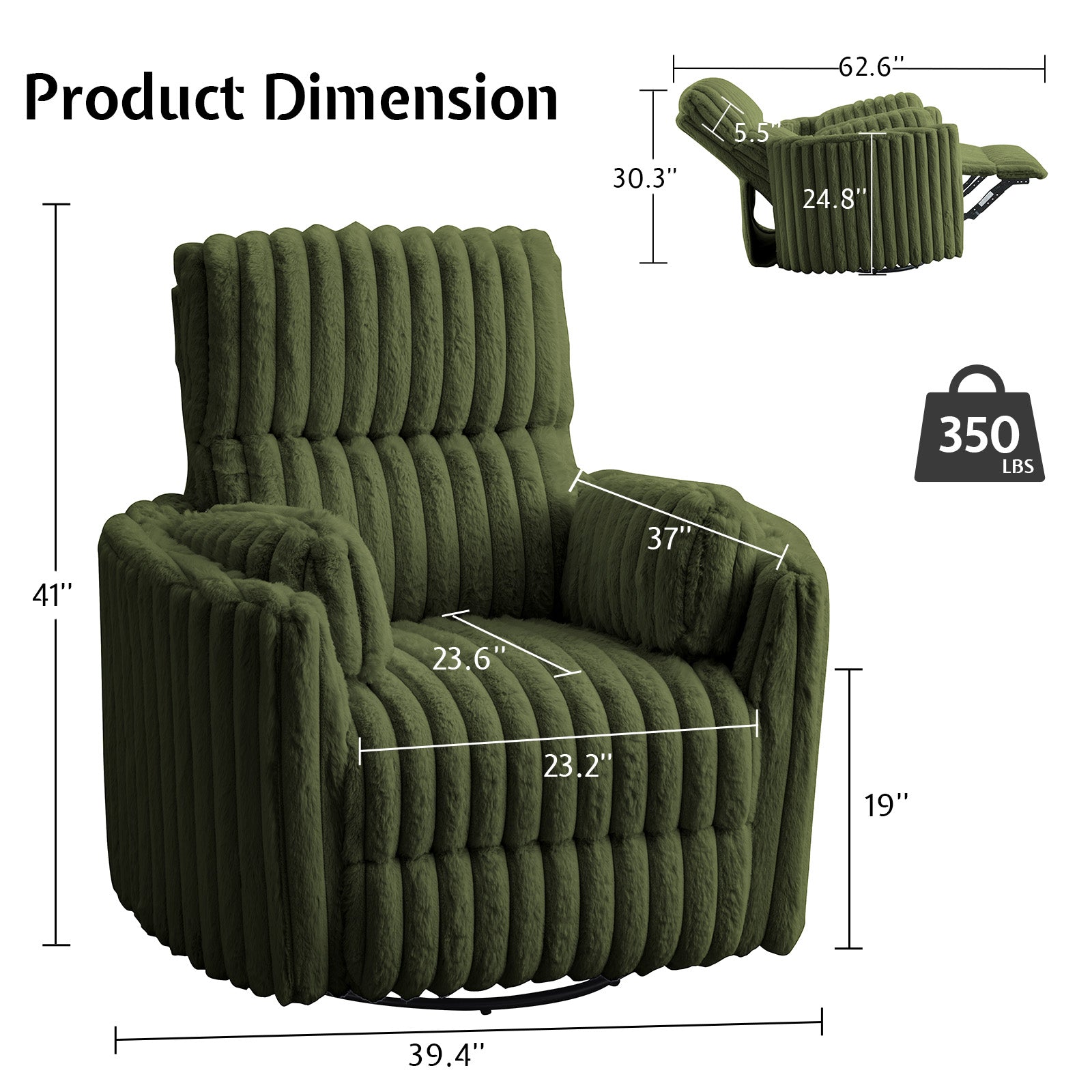 Foss Power Recliner Chair Amerlife-Corduroy Green