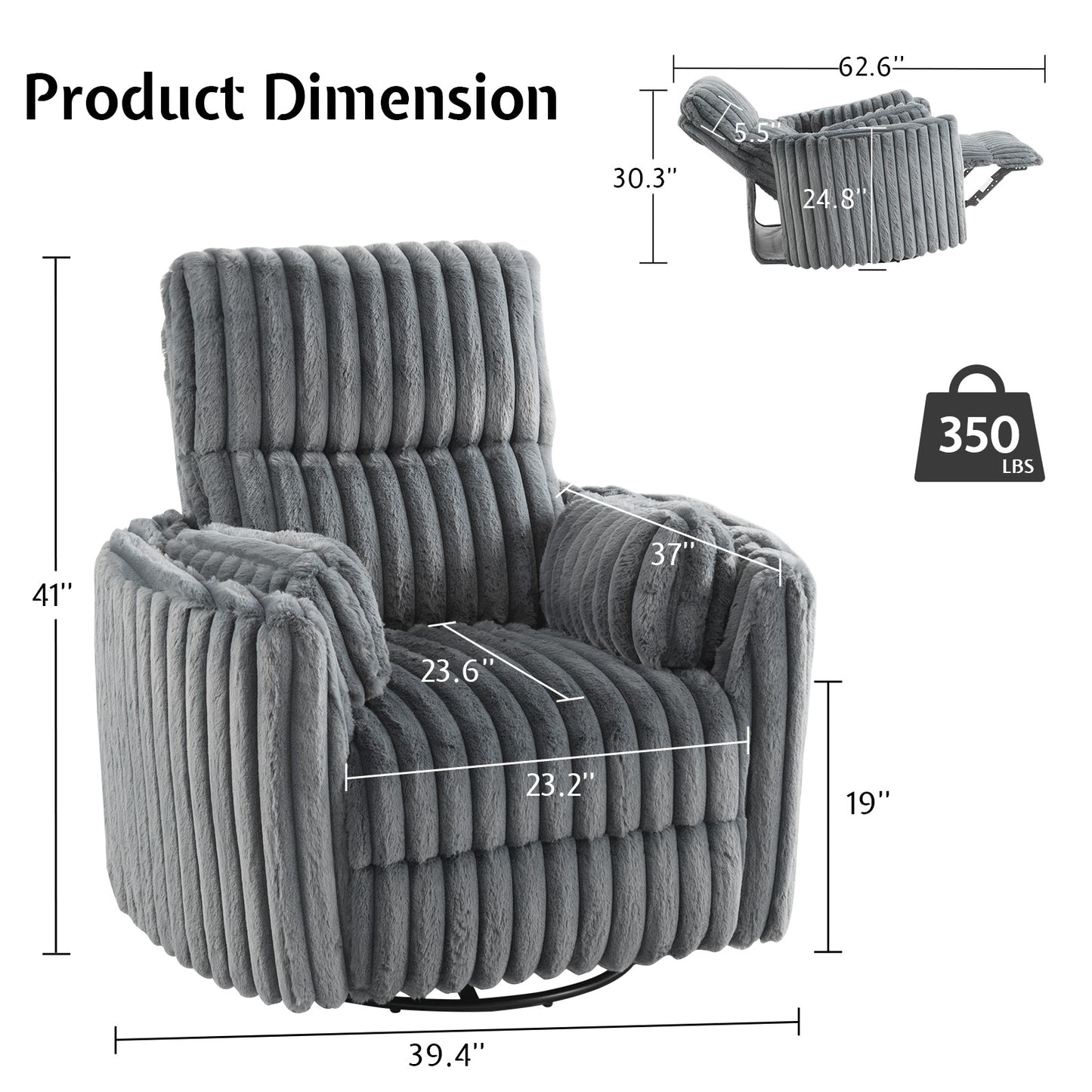 Foss Power Recliner Chair Amerlife-Corduroy Grey