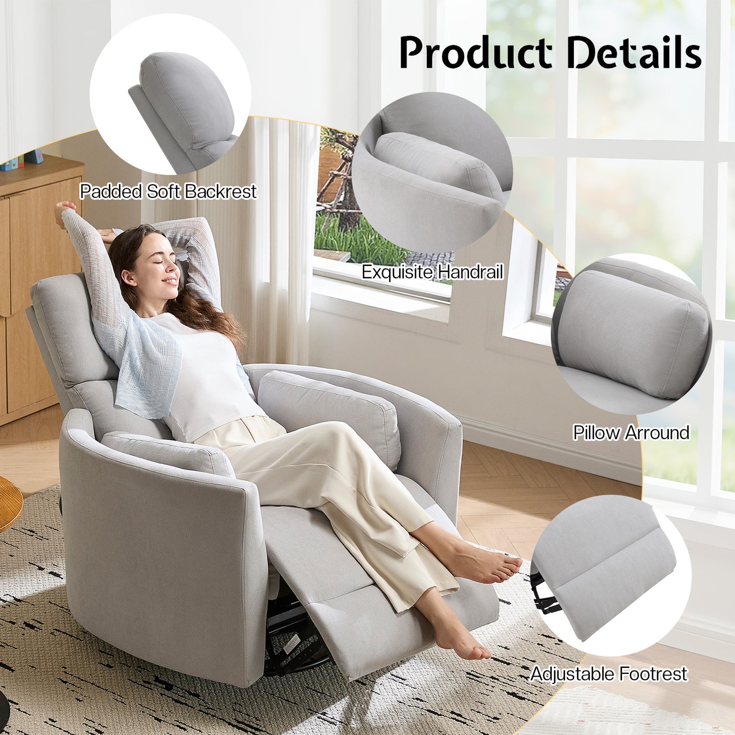 Foss Power Recliner Chair Amerlife-Linen Grey