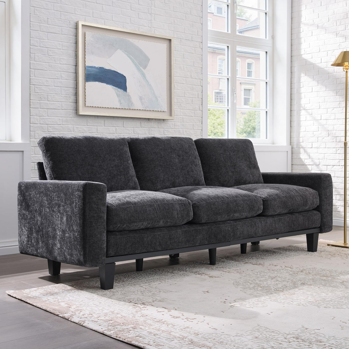 Rigid Modern 3-Seater Deep Seat Sofa
