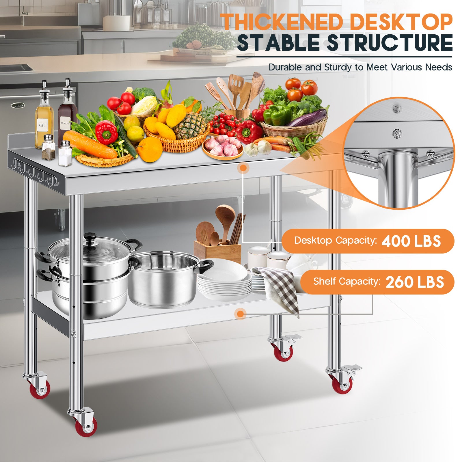 Stainless Steel Prep Table Amerlife