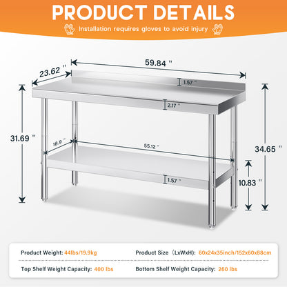 Stainless Steel Prep Table Amerlife