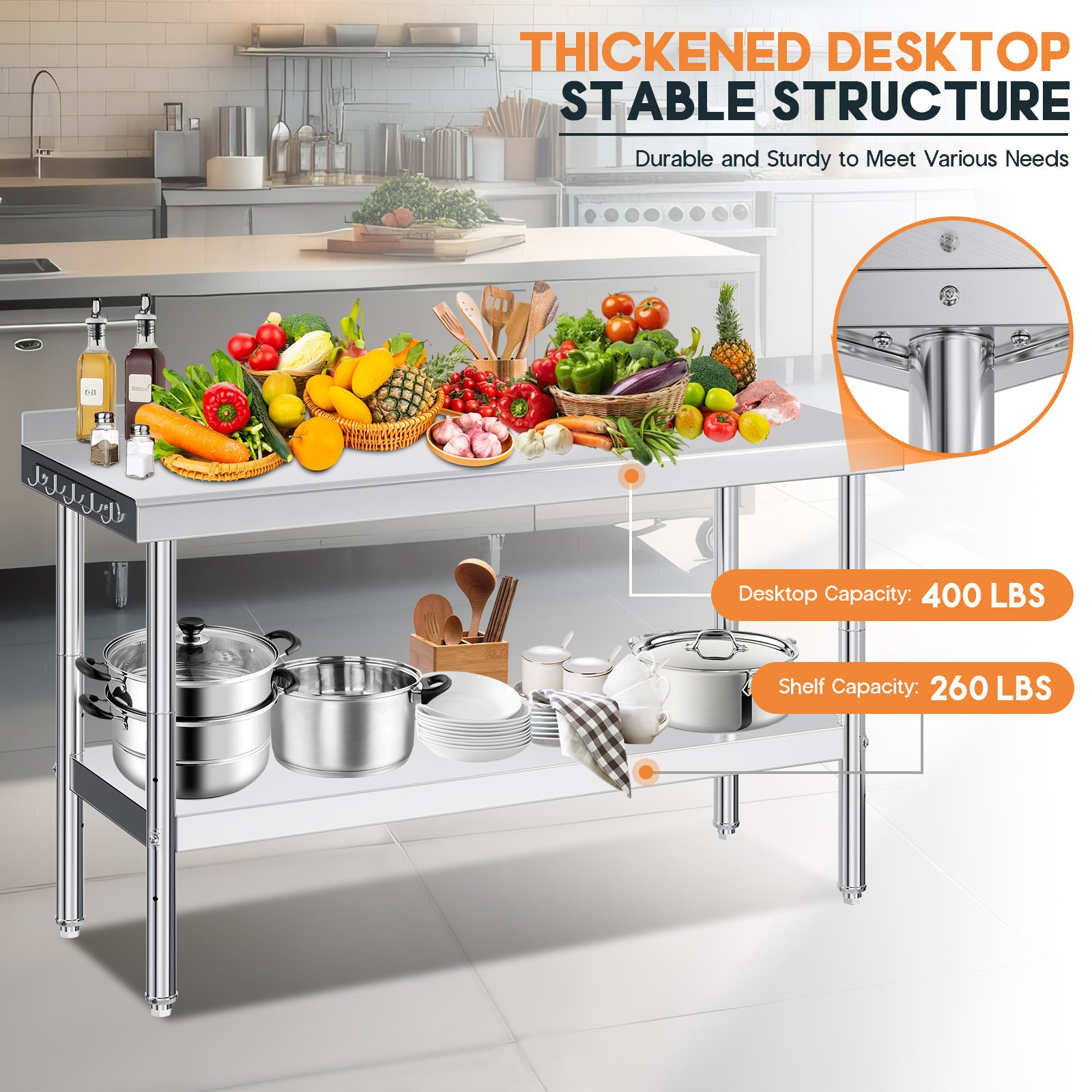 Stainless Steel Prep Table Amerlife