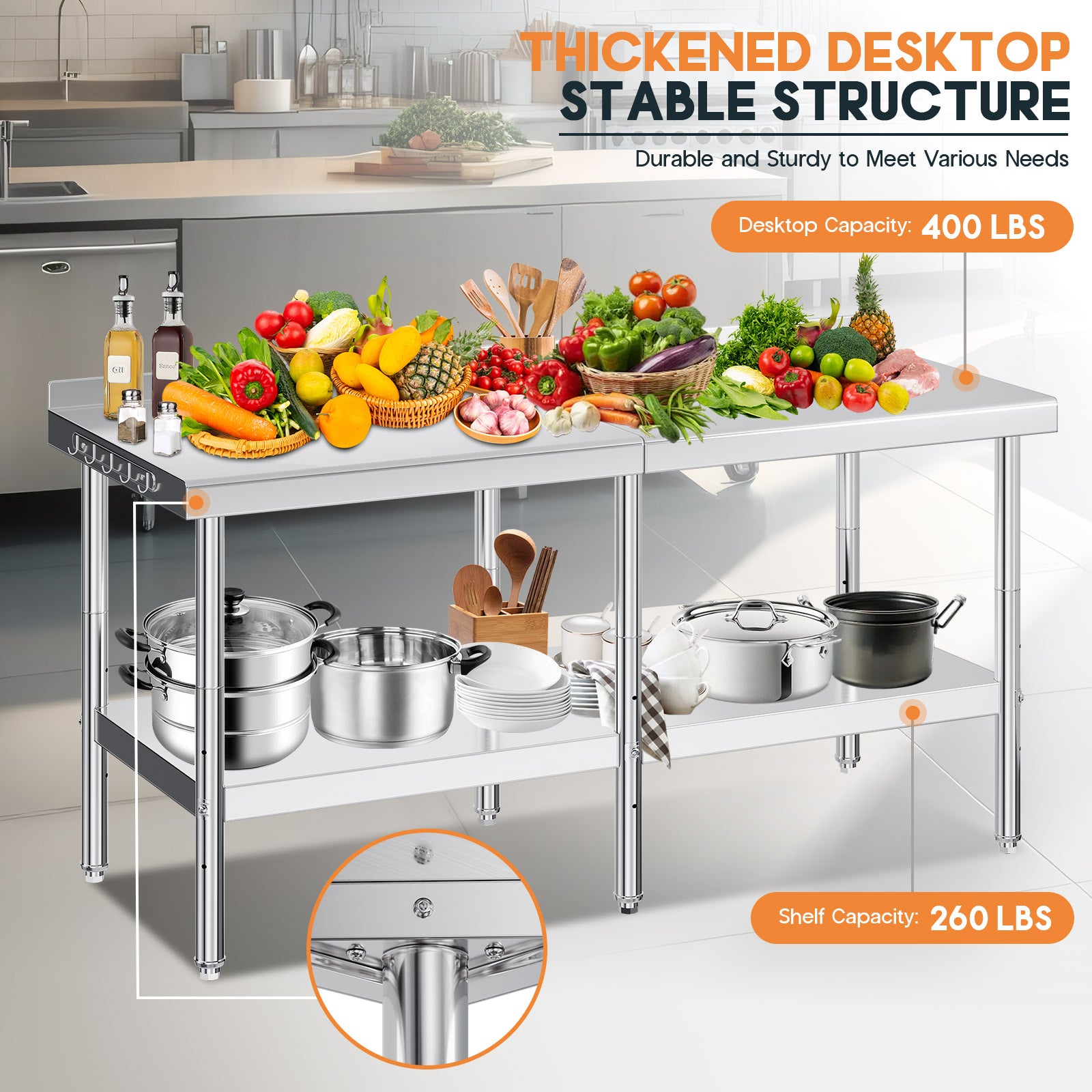 Stainless Steel Prep Table Amerlife
