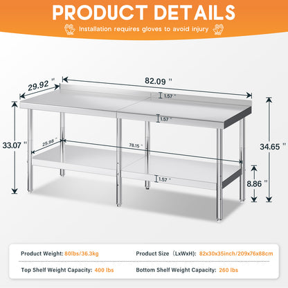 Stainless Steel Prep Table Amerlife