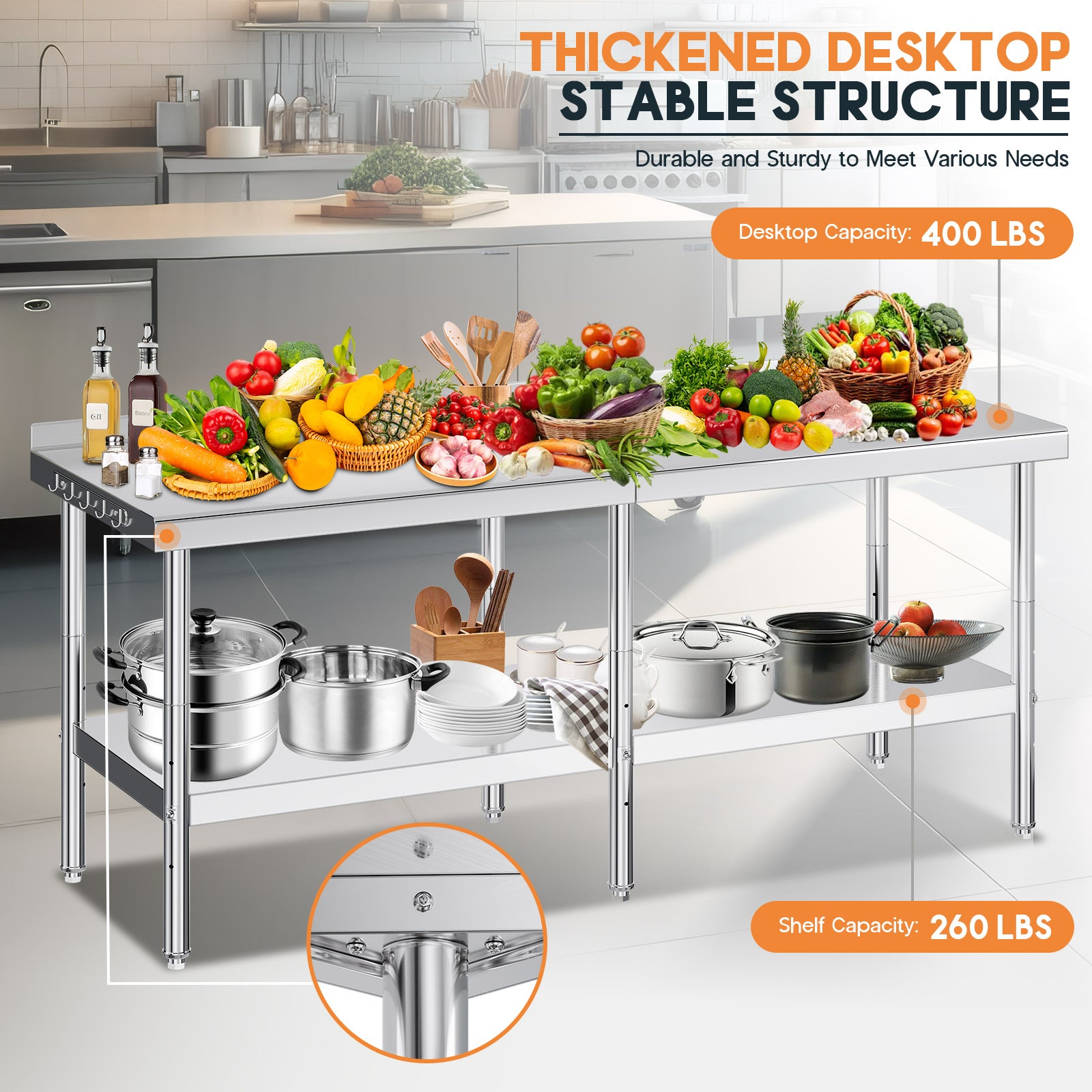 Stainless Steel Prep Table Amerlife
