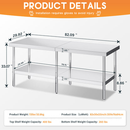 Stainless Steel Prep Table Amerlife