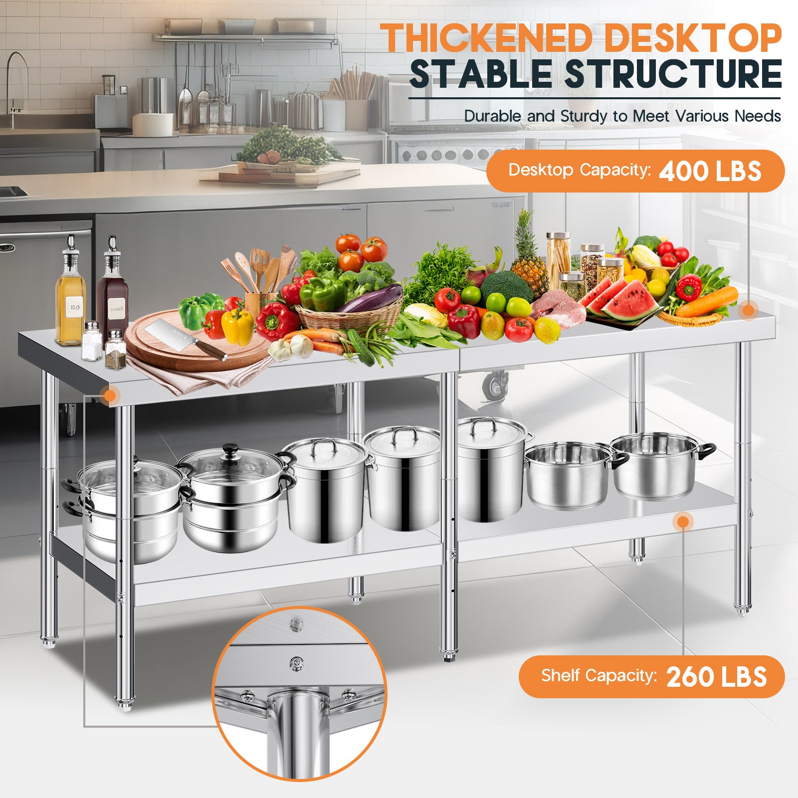 Stainless Steel Prep Table Amerlife