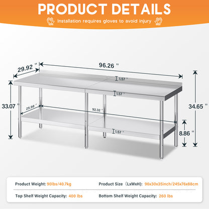 Stainless Steel Prep Table Amerlife