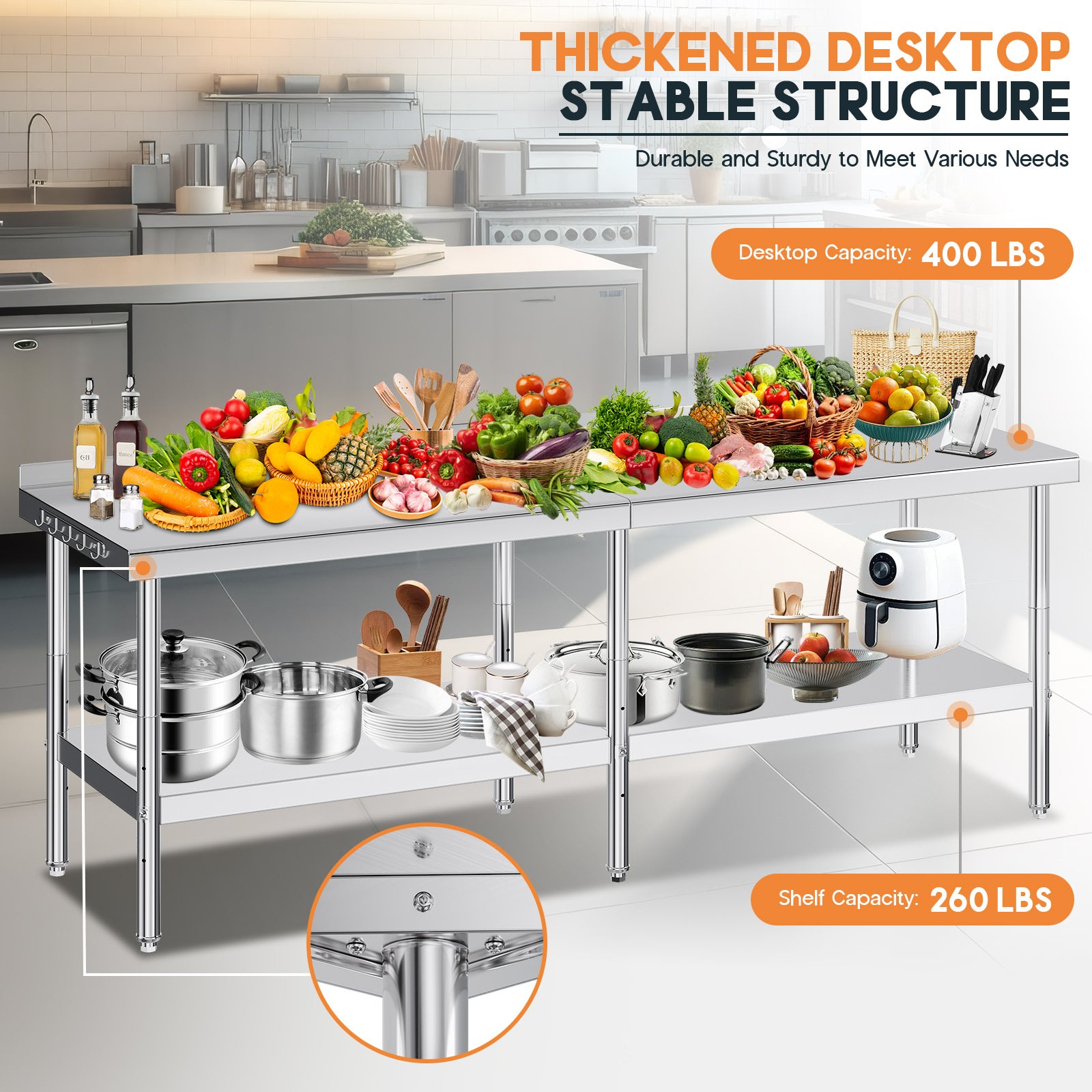 Stainless Steel Prep Table Amerlife