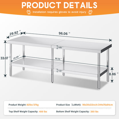 Stainless Steel Prep Table Amerlife
