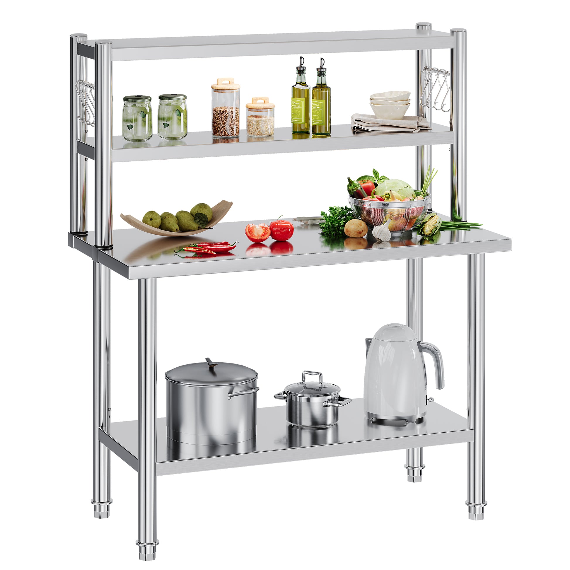Stainless Steel Work Table with Overshelves Amerlife