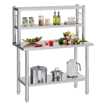 Stainless Steel Work Table with Overshelves Amerlife