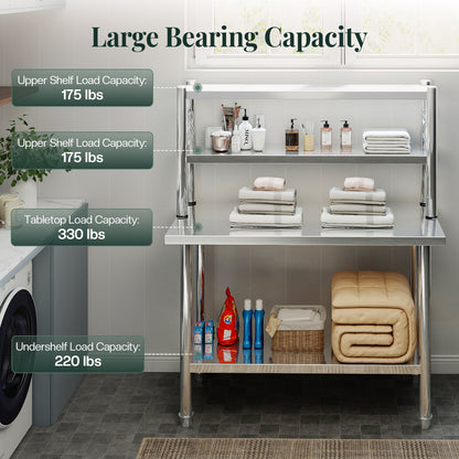Stainless Steel Work Table with Overshelves Amerlife