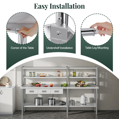 Stainless Steel Work Table with Overshelves Amerlife
