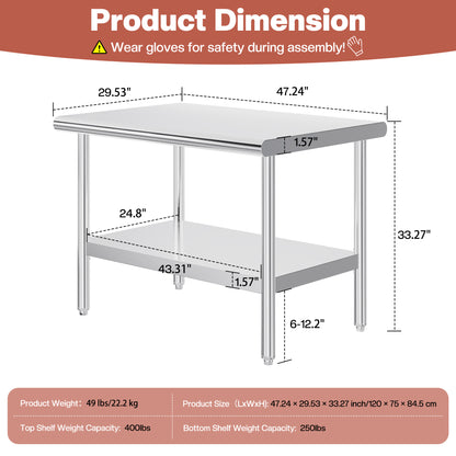 Stainless Steel Prep Table Amerlife