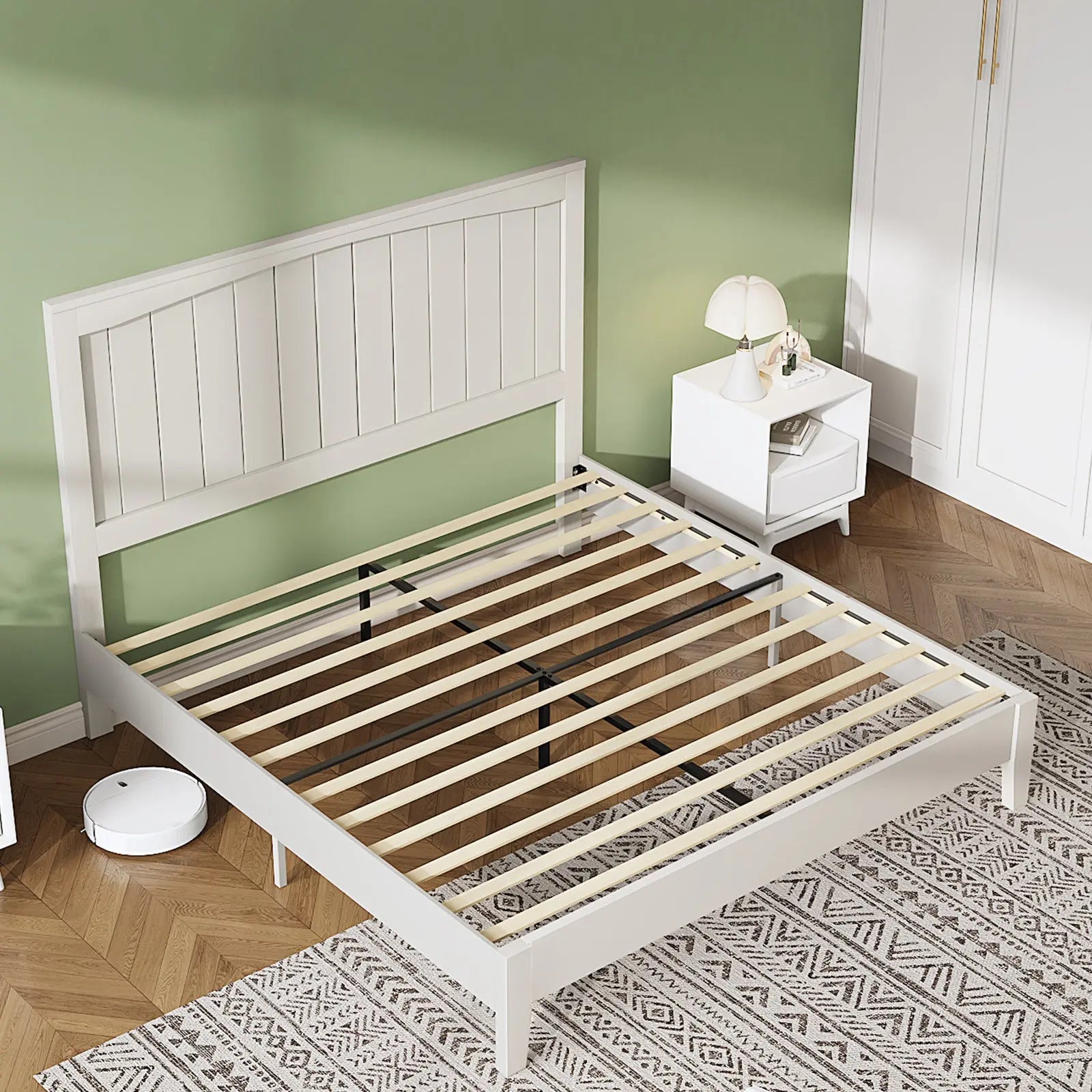 Solid Wood Bed Frame Arched Lines Headboard No Box Spring Needed Rosdorf Park Color Black Size Full