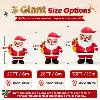 Vibe Giant Inflatable Santa Claus for Outdoor Christmas Decorations-Giant Inflatable Santa Claus-33FT