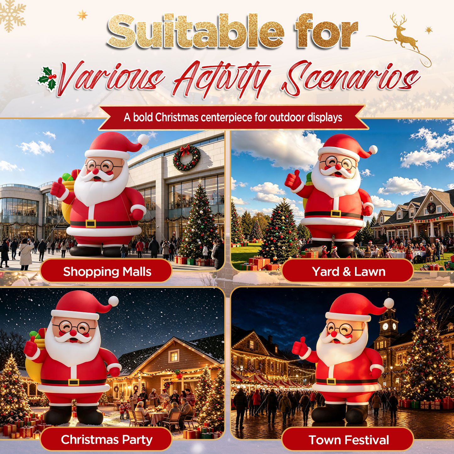 Vibe Giant Inflatable Santa Claus for Outdoor Christmas Decorations-Giant Inflatable Santa Claus-33FT