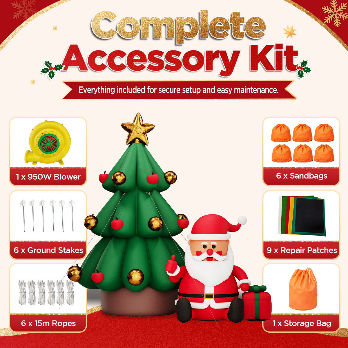 Vibe Giant Inflatable Santa Claus for Outdoor Christmas Decorations-Giant Inflatable Santa Claus and Tree-33FT
