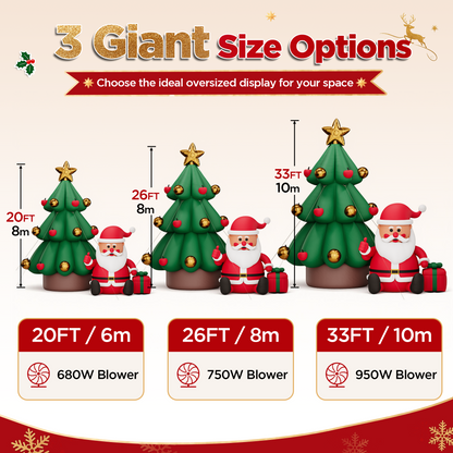 Vibe Giant Inflatable Santa Claus for Outdoor Christmas Decorations-Giant Inflatable Santa Claus and Tree-20FT