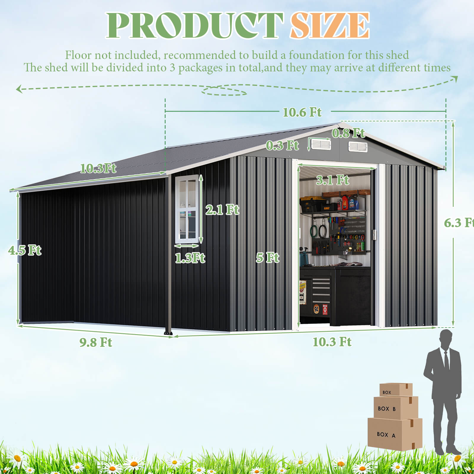 Amerlife FirewoodPro 10.6x10.3 FT Outdoor Storage Shed