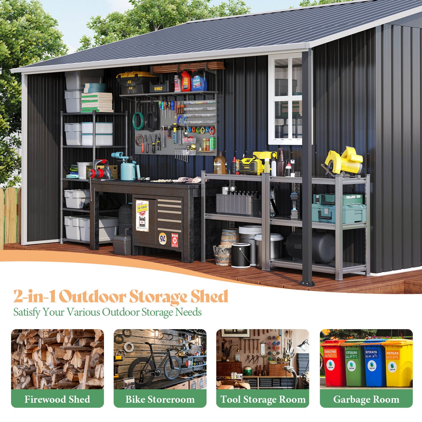 FirewoodPro 10.6x10.3 FT Outdoor Storage Shed 