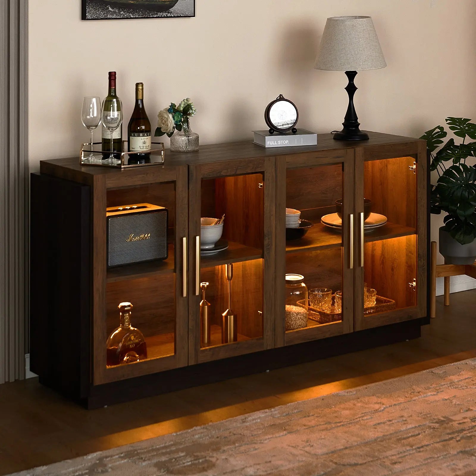 Small buffet with glass doors online
