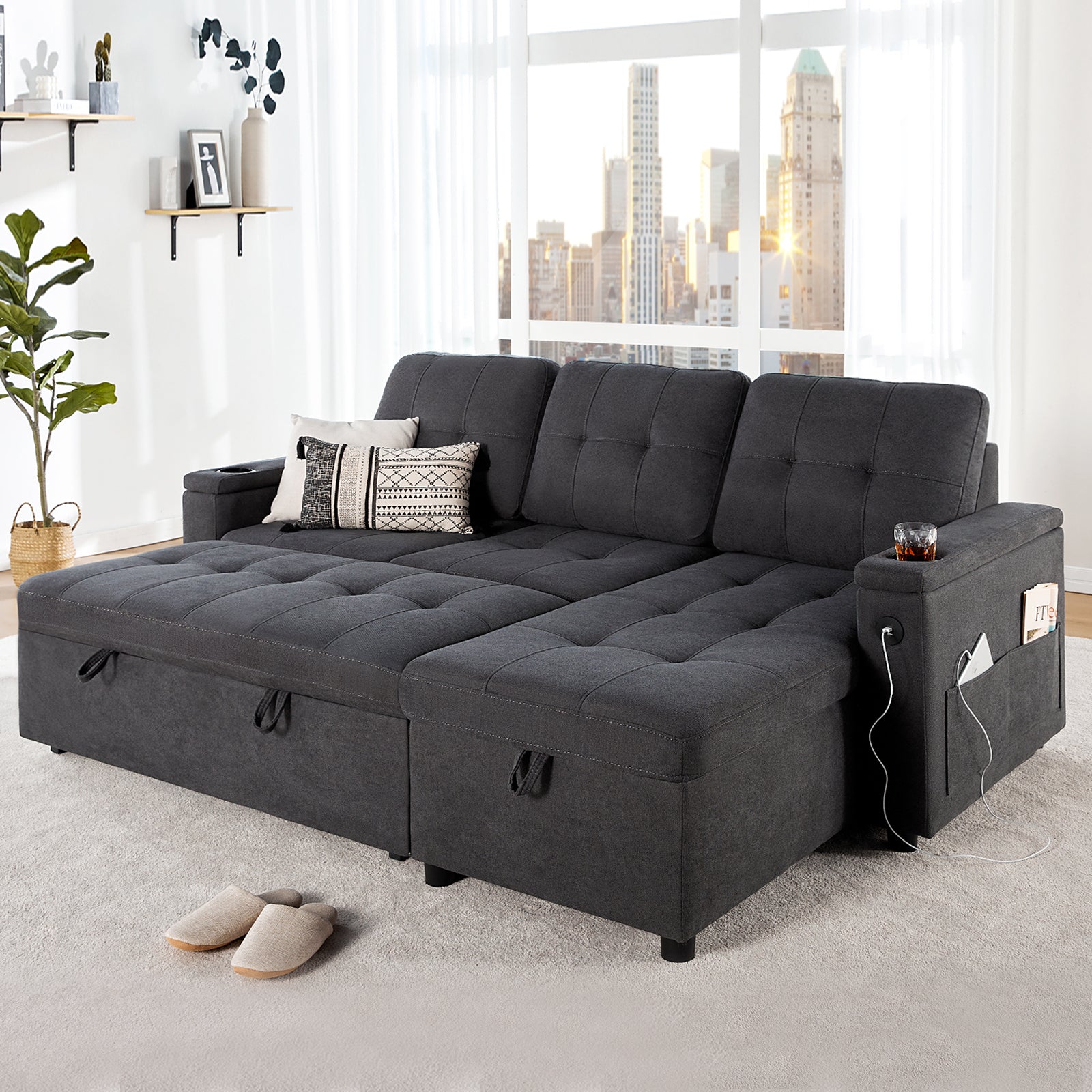 Amerlife Theo Sofa Bed Modern Tufted