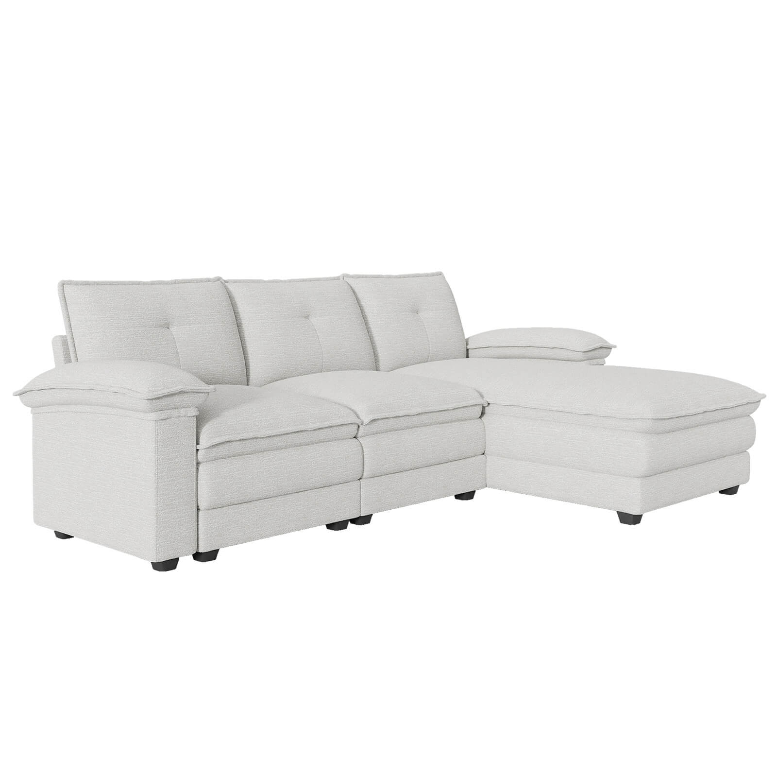 Earl Oversized Chenille Sectional Sofa - Beige