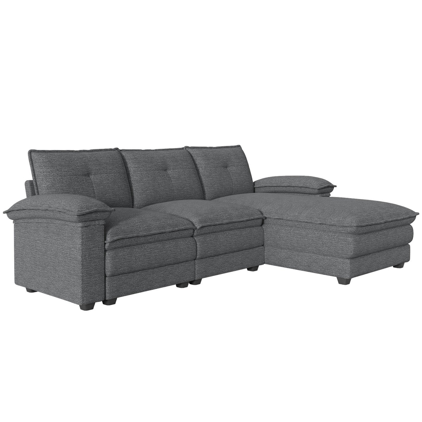 Earl Oversized Chenille Sectional Sofa - Grey