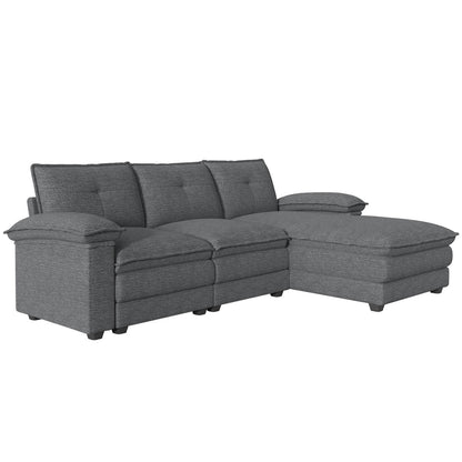 Earl Oversized Chenille Sectional Sofa - Grey