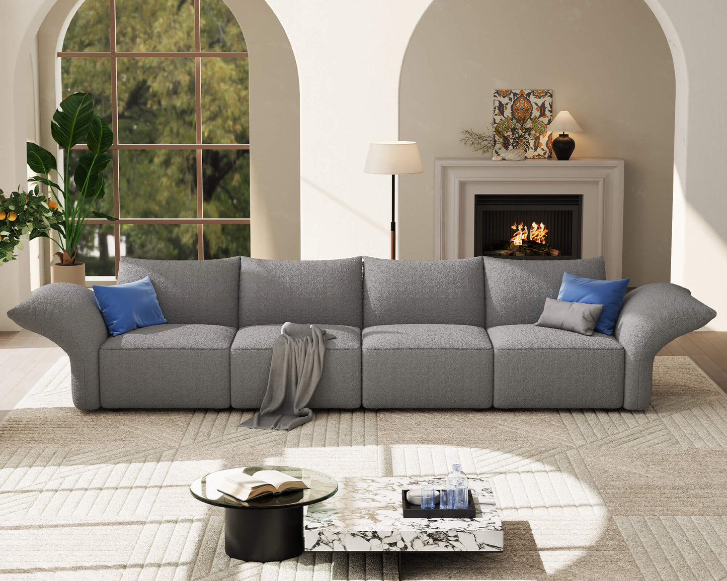 Brakt 122-Inch Modular Sectional Sofa - Grey