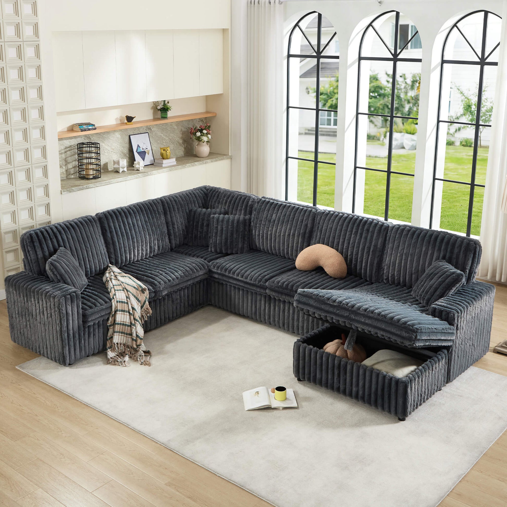 Storavia Cloud Modular Sleeper Sectional Sofa - Grey