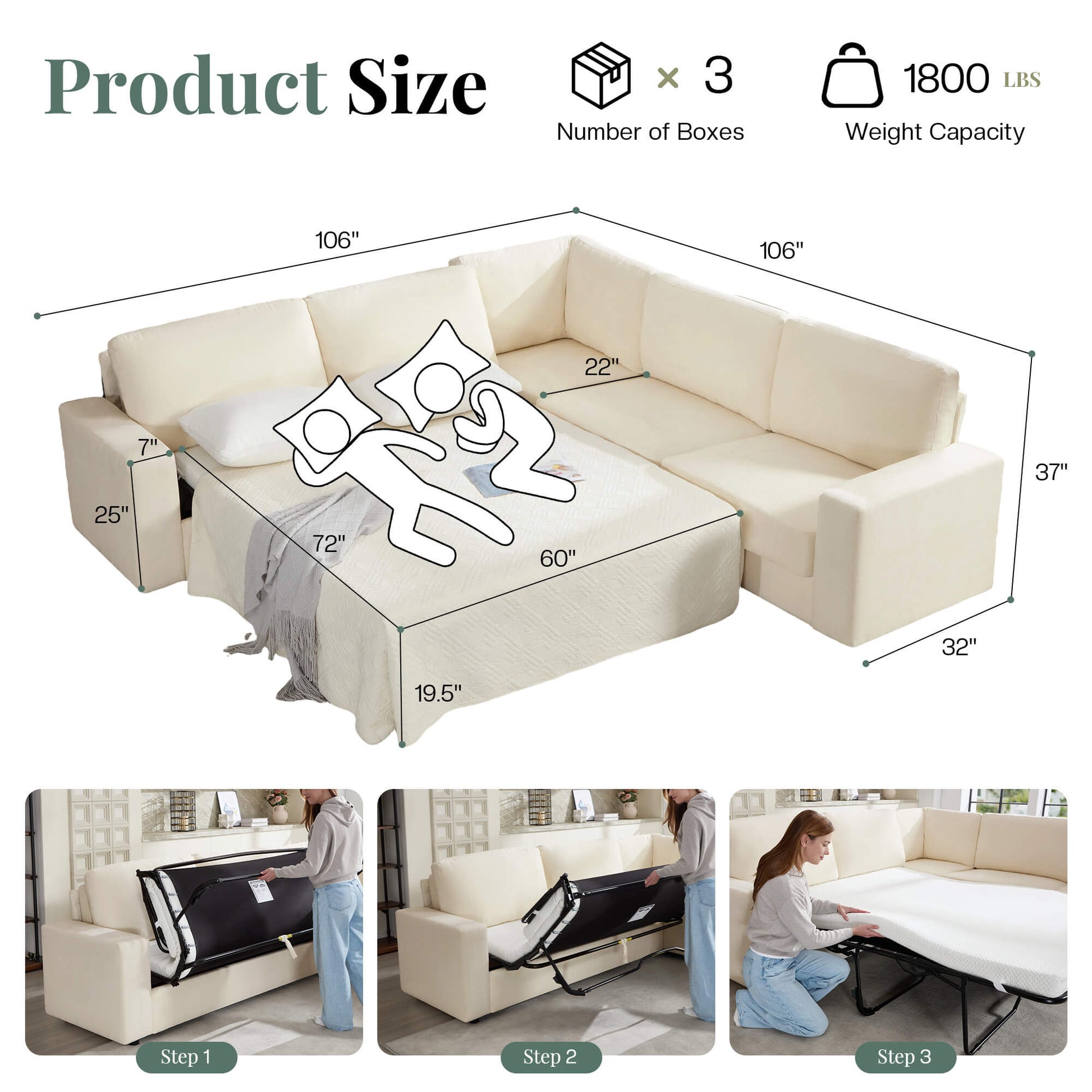 Luxe Convertible Sleeper Sectional