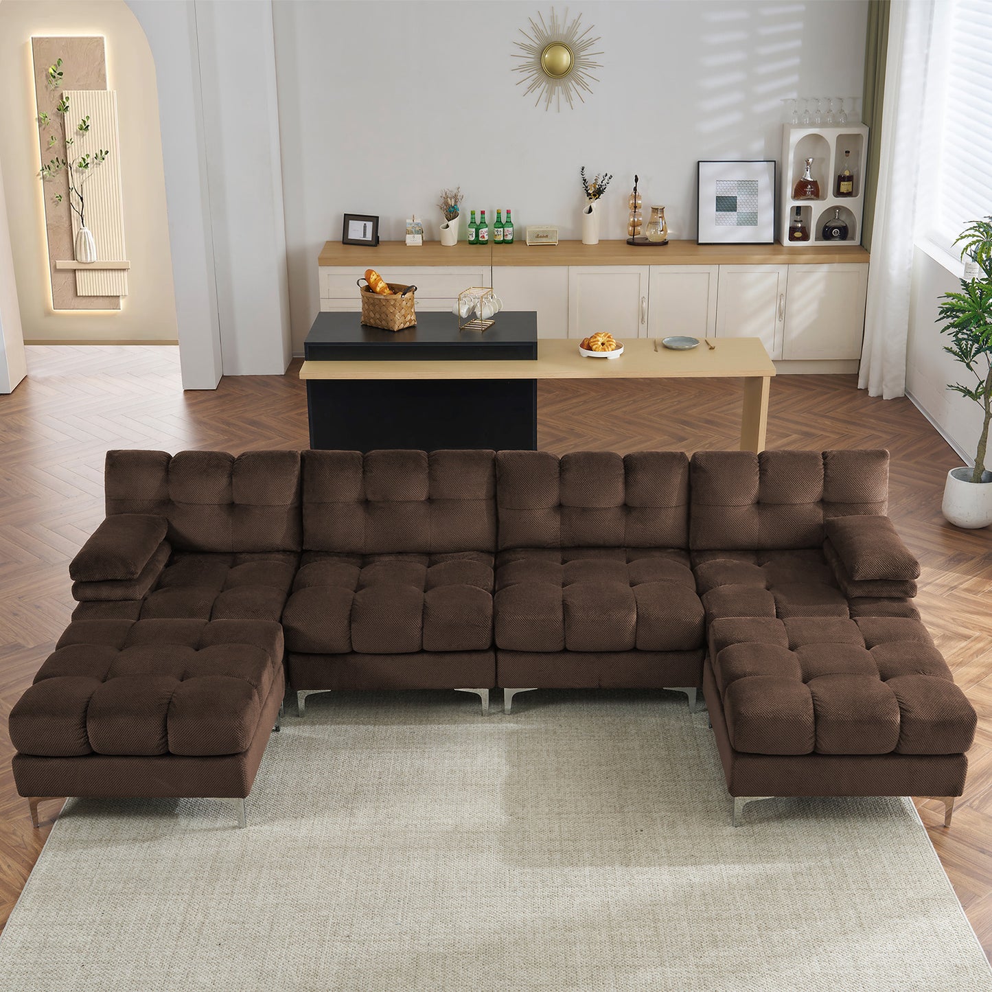 124''-6 Seats U-shape / Brown