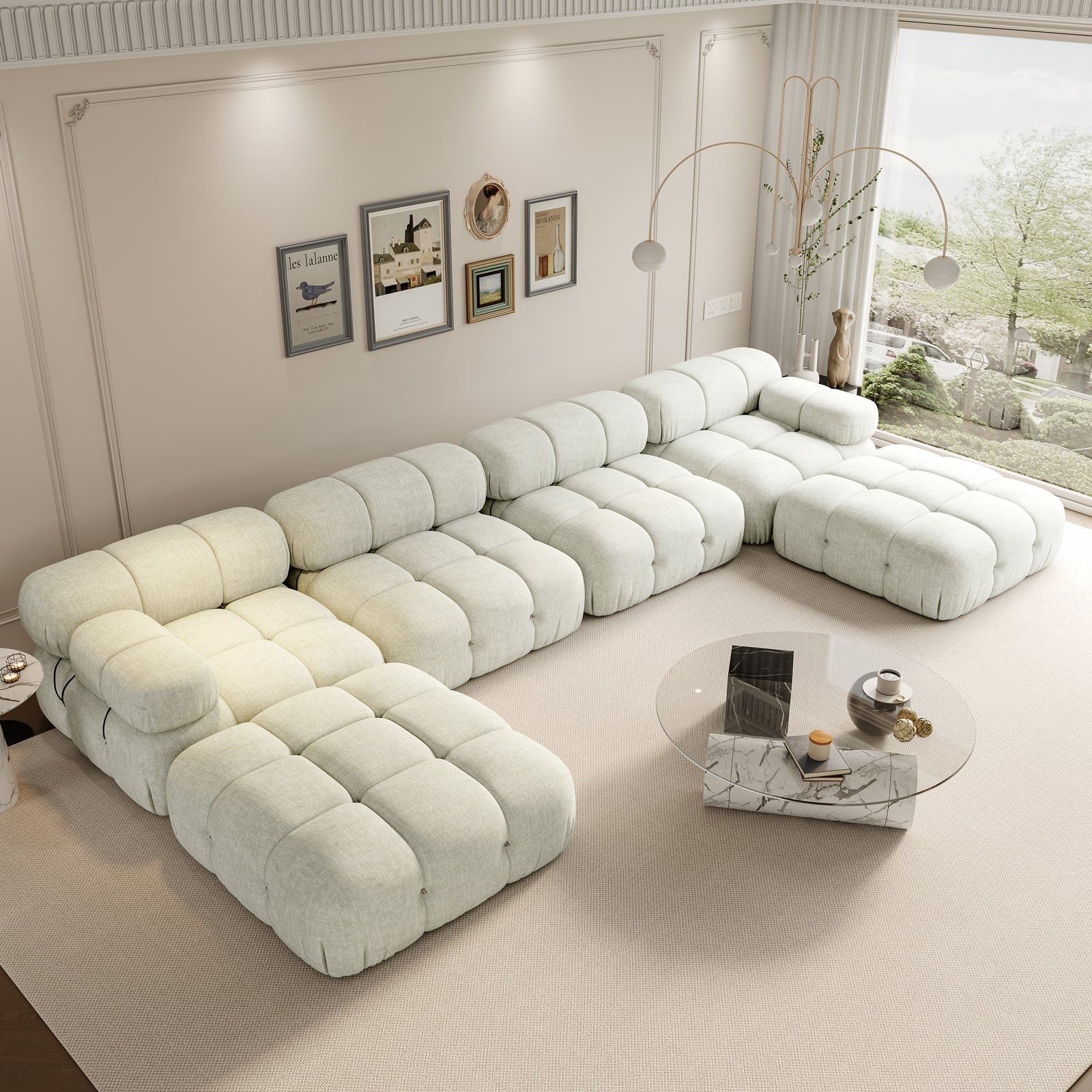 Oakley Modular Sectional Sofa - 6 Seater U-shape / Beige