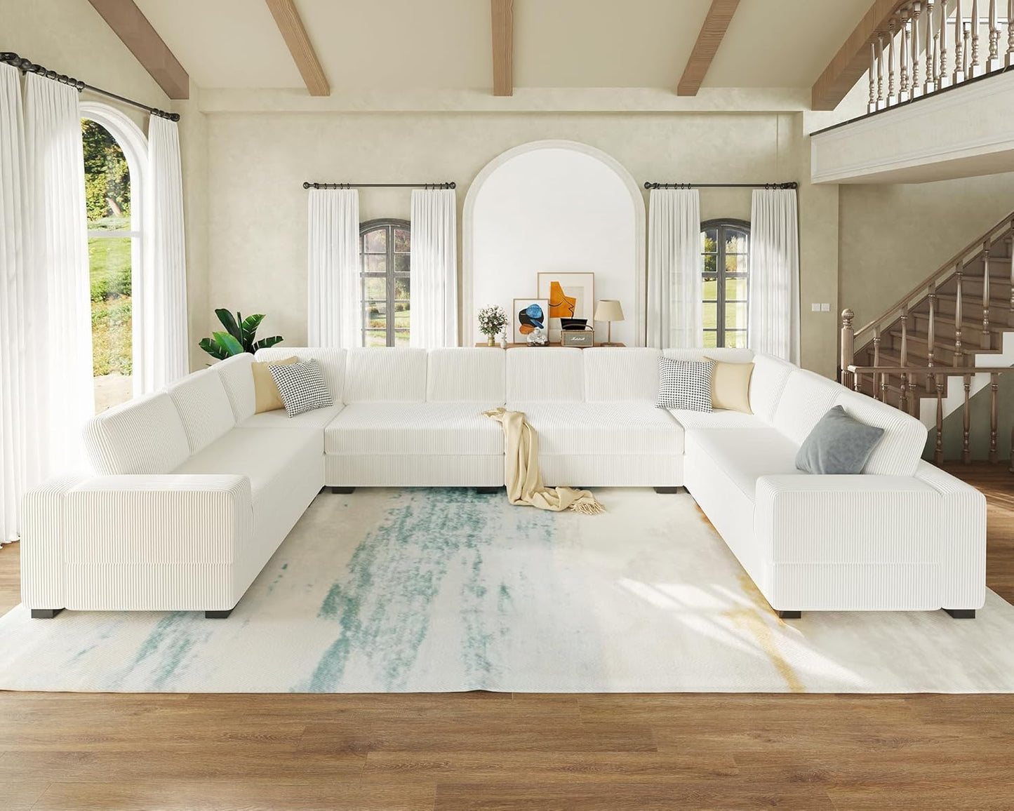 162" U-Shaped Sofa - White