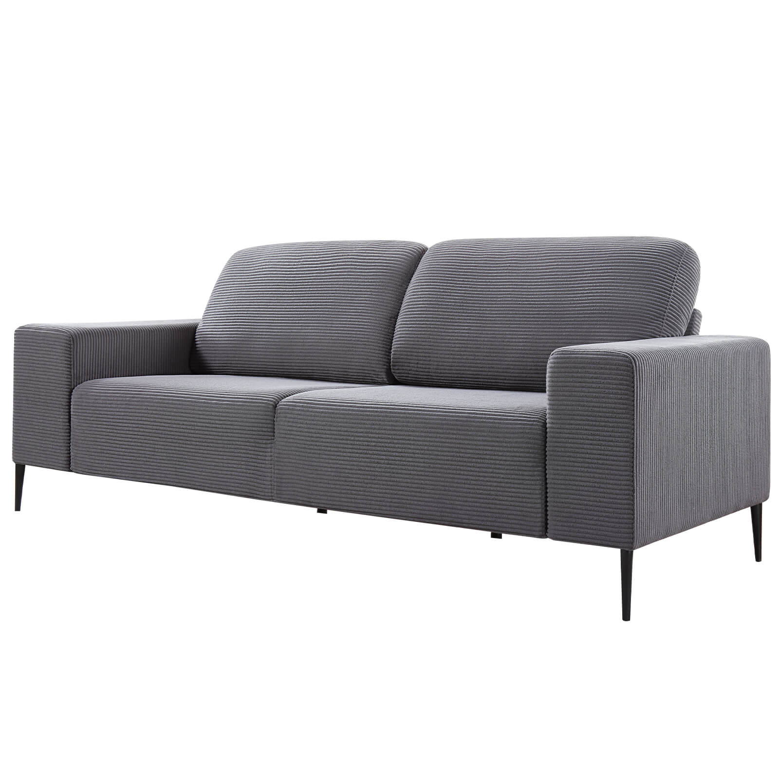 Grey Corduroy Sofa Set - 3 chairs