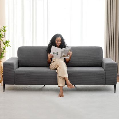 Grey Corduroy Sofa Set - 3 chairs