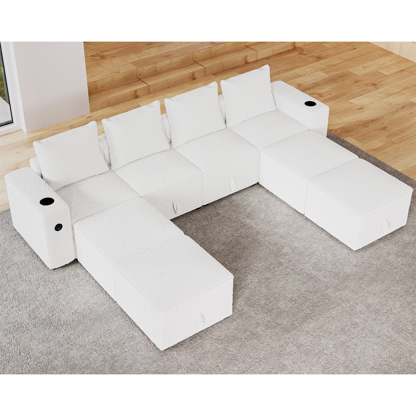 8 Seats-U Shape 2 / Bouclé White