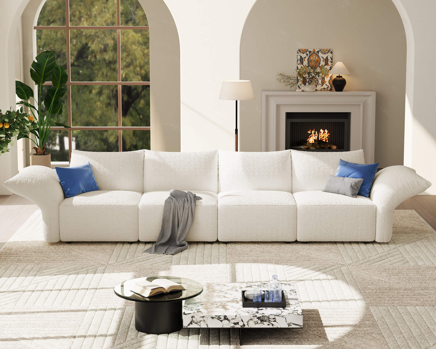 Brakt 122-Inch Modular Sectional Sofa - White